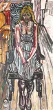 Girl in a carved chair Signed BRATBY by John Bratby, Oil on board, sold May 2021
