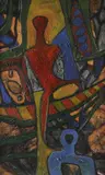 Live Forms Signed with initials NH by Nina Hosali, Oil on board, sold May 2021