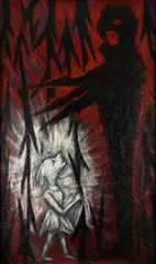 Light and Dark Signed with initials and dated NH64 by Nina Hosali, Oil on board, sold May 2021