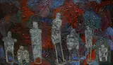 Human Laboratory Signed by Nina Hosali, Oil on board, sold May 2021