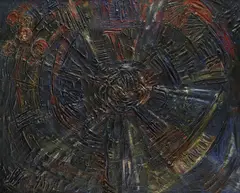 Spiral State by Nina Hosali, oil on board, sold May 2021
