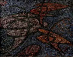 Floating Forms by Nina Hosali, oil on board, sold May 2021