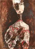 Figure with a red collar Signed and dated Colin/Garland/60 by Colin Garland, Mixed media, sold May 2021