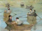 On the lake Signed Creo by Leonard Creo, Oil on canvas, offered May 2021