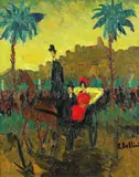 Calèche à Cannes Signed E by Emmanuel Bellini, Oil on canvas, sold May 2021