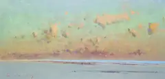 Low tide by Frederick Cuming, Oil on canvasboard, sold May 2021
