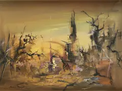 Landscape at dawn Signed Howard Devonald by Howard Devonald, Oil on canvas, sold May 2021