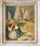 Still life with flowers in a vase Oil by Cathleen Sabine Mann, Oil on canvas, sold May 2021