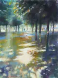 Les Tuilleries by Nick Andrew, Acrylic on paper, sold May 2021