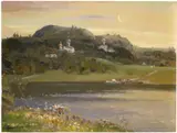 Evening on the Volga Signed in Cyrillic by Yakov Besperstov, 1980, Oil on board, sold May 2021