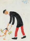 Ruby and Dad Signed and dated Simeon/04 by Simeon Stafford, Oil on board, sold May 2021