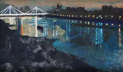 Chelsea night Tempera by Ruth Stage, Tempera on board, sold May 2021