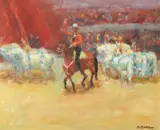 Circus procession Signed K Bedikian by Krikor Bédikian, Oil on canvas, offered May 2021