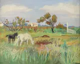 Paysage de Camargue aux Deux Chevaux Signed YVES BRAYER by Yves Brayer, 1971, Oil on canvas, offered May 2021