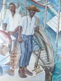 Fishermen and Hamlet: Study for the Hall of History Mural by Graham Foster, Tempera on board, sold May 2021