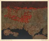Ochre Peninsula Signed and inscribed March 28: Ochre Peninsula Roy Ray 1986 by Roy Ray, Mixed media, sold May 2021