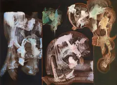Abstract forms in five windows by Robert Floris van Eyck, oil on board, offered May 2021