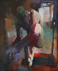 Man balancing on one leg Signed Crawfurd adamson by Crawfurd Adamson, Oil on canvas, offered May 2021