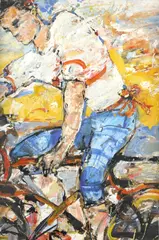 Figure in a hot landscape Signed indistinctly and dated PM**/91 by Peter McLaren, Oil on card, sold May 2021