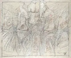 Figure study Signed with initials ML by Max Leuchars, Mixed media on canvas, offered May 2021
