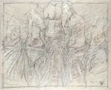 Figure study Signed with initials ML by Max Leuchars, Mixed media on canvas, offered May 2021