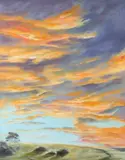 Sunset No by Frieda Hughes, Oil on canvasboard, sold May 2021