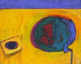 Still life with a vessel Signed with initials LJ by Libby January, Mixed media, sold May 2021