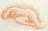 Study of a female nude SIgned R Wlérick by Robert Wlérick, watercolor, sold May 2021