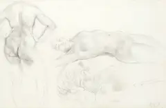 Studies of a female nude Signed and dated Leon Underwood/1922 by Leon Underwood, Pencil, sold May 2021