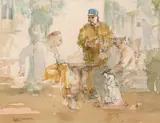 A Difference of Opinion Signed and inscribed ROLAND BATCHELOR/ by Roland Batchelor, Watercolour and pen and ink, sold May 2021