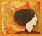 Profile with bouffant hair Watercolour and by Anthony Gilbert, Watercolour and pencil, heightened with gum arabic, sold May 2021