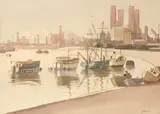 Thames view near Battersea Power Station Signed JPNelson by J. P. Nelson, Watercolour with pencil, sold May 2021