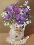Still life with anemones and jasmine in a jug Signed -Pamela Davis by Pamela Davis, Gouache, sold May 2021