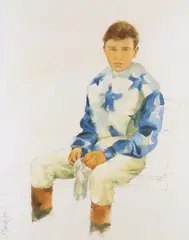 Jockey on the scales at Layton Signed A by Alan Brassington, Watercolour and pencil, offered May 2021