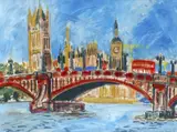 View of the Thames I by Anthony Lysycia, watercolour, sold May 2021