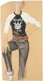 Knights of 55 Chalk by Brian Stonehouse, Chalk, gouache and watercolour on tan paper, sold May 2021