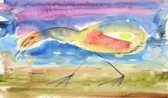 Bird Signed J by J.P. Donleavy, Watercolour, pen and ink, sold May 2021