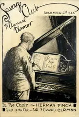 Herman Finck at the Savage Club Signed Leo Von Konig by Leo von König, ink, offered May 2021
