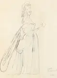 Costume designs for The School for Scandal: Lady Sneerwell by Cecil Beaton, ink, offered May 2021