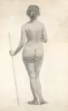 Standing nude from the rear Inscribed H by Lillian May Bevis Rowles, pencil, sold May 2021