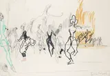 Study of ballet dancers by Feliks Topolski, pencil, sold May 2021