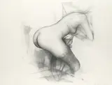 Study of a crouching nude Signed and dated Butler '70 by Reg Butler, Pencil and charcoal, sold May 2021