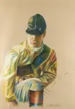 Study of a jockey Signed a by Alan Brassington, Pastel and pencil, offered May 2021