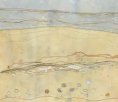 The Sea Washed Shore Signed Helen Pollock by Helen Pollock, Embroidery and fabric collage, sold May 2021