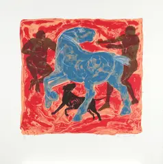 Taming a horse Signed by Lin Jammet, Screenprint, sold May 2021