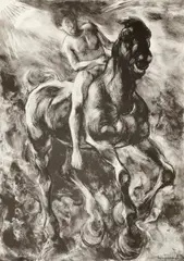 Horse and rider Signed by Lin Jammet, Lithograph, sold May 2021