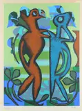 Past and Present Signed and numbered 17/75 AGAR by Eileen Agar, Screenprint, sold May 2021