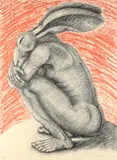 Crouching lady-hare Signed by Sophie Ryder, Lithograph, sold May 2021