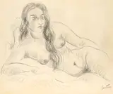 Sunita reclining Signed Epstein by Jacob Epstein, Pencil, sold May 2021