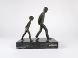 Father and son Signed MARTINUS by Elsa Martinus, Bronze on a marble base, sold May 2021